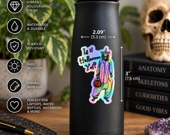 Holographic Halloween Skeleton Sticker, Unicorn Costume Vinyl Decal