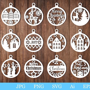 Giocattoli di Natale SVG / Ornamenti natalizi Bundle 12 disegni