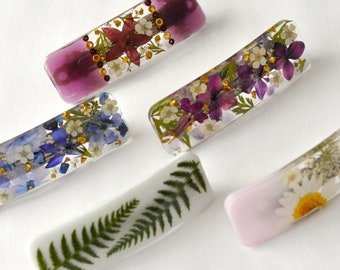 Handmade hair clips with real flowers, country hair accessories, flower barrettes, resin hair clip