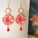 Boucles d'oreilles de vraies fleurs rouges, Bijou en résine et fleurs séchées, cadeau pour femme, anniversaire, Bijou mariage, bijoux femme