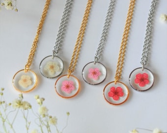 Dried real flower necklace, Customizable jewelry for women, Natural flower jewelry, Birthday gift, Friendship necklace, Handmade necklace