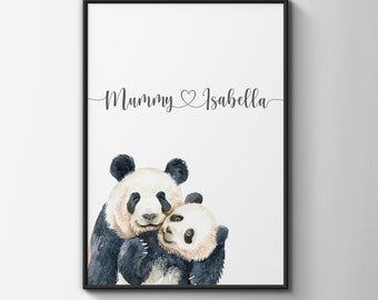 Mother and Daughter Print, Mother and Son Print,Mother's day gift, Personalised Print, Nursery Wall Art, Wild Animal Print, Baby Animal