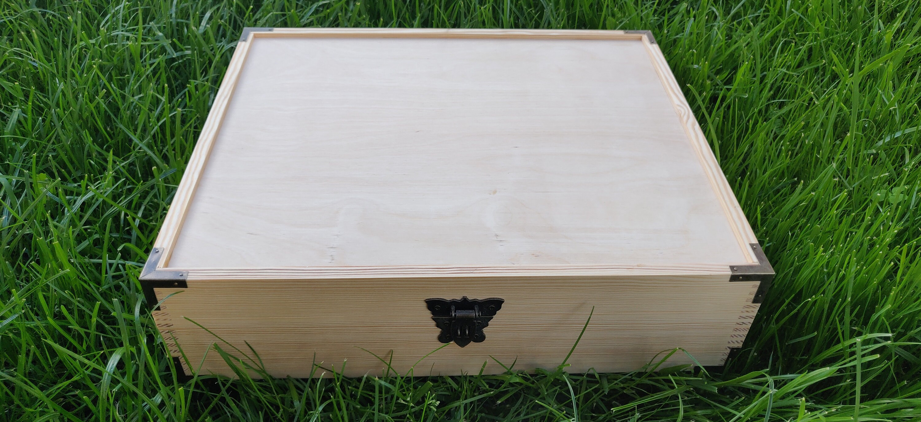 Unfinished Large Wooden Box With Hinged Lid Wood Storage Box Etsy