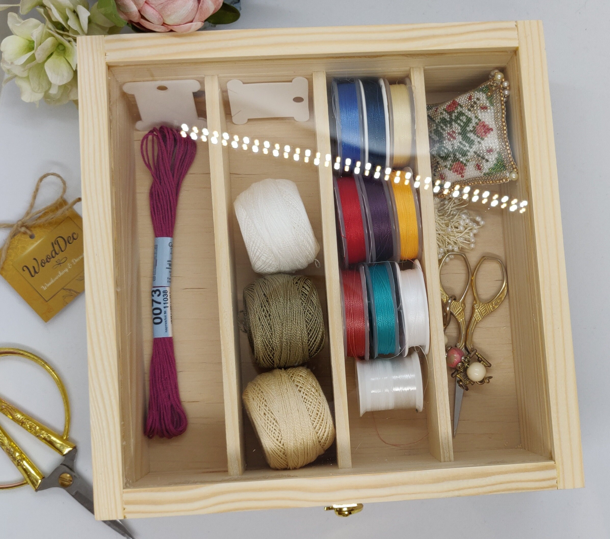 Unfinished Wooden Floss Bobbins Organizer with Acrylic Glass Etsy
