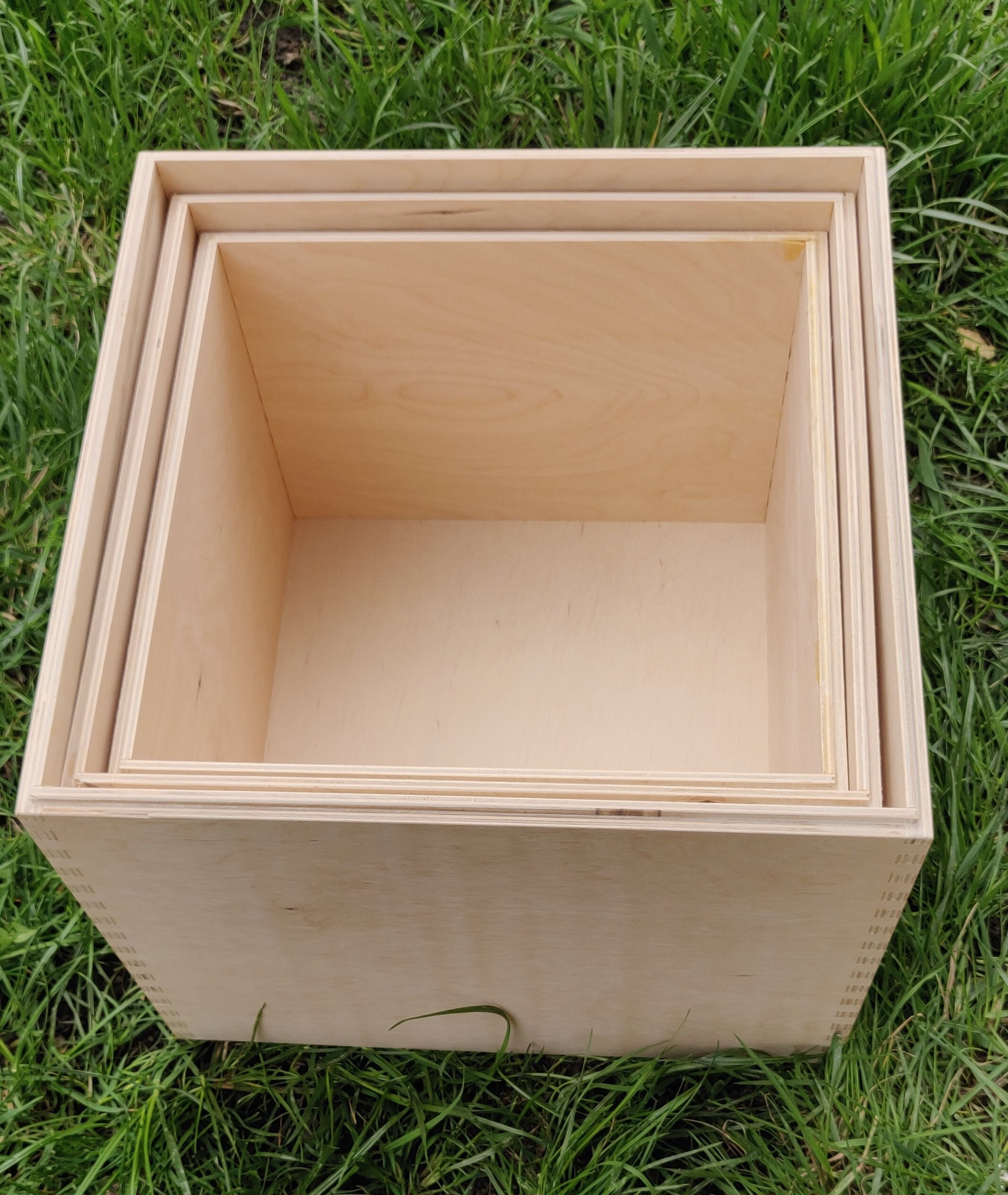 Cube Set of Unfinished large wooden boxes with lid Storage Etsy