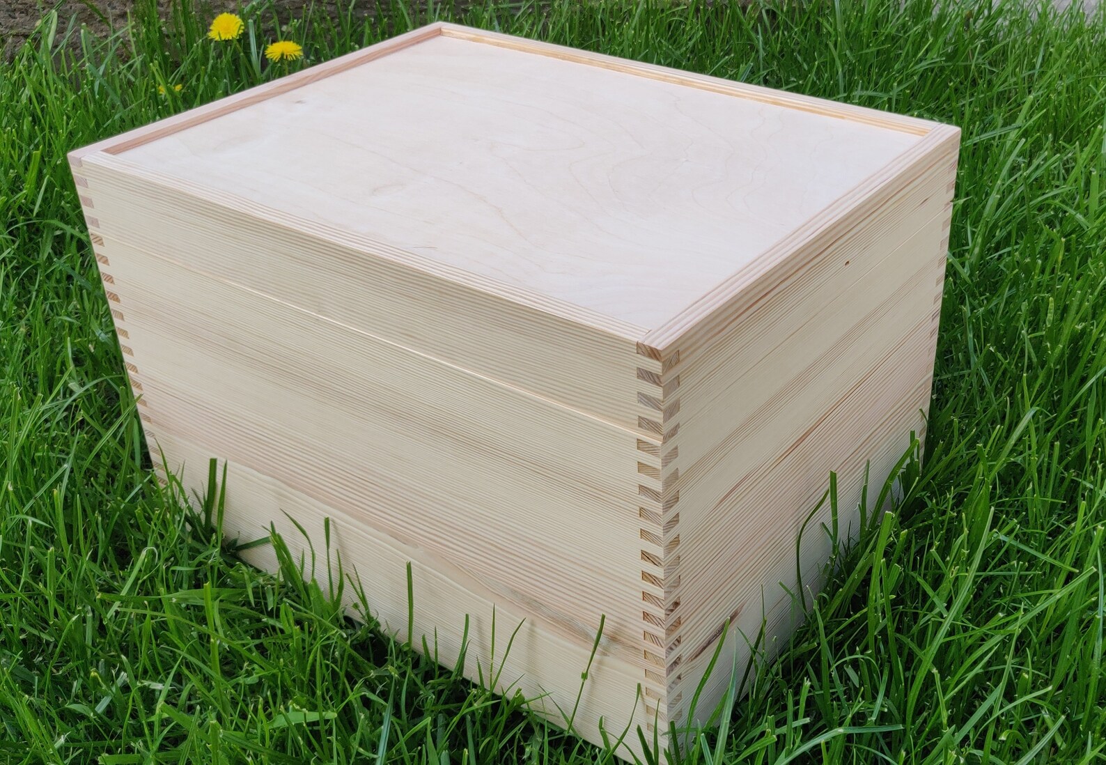 StarMall Wooden Unfinished Storage Box With Slide Top-Square (Big(5 X 5 X 4.5