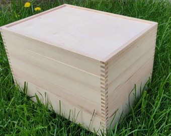 Caja de madera grande sin terminar con tapa Caja de almacenamiento de madera con tapa Caja de alijo Caja de almacenamiento de madera Caja de recuerdos Caja Caja de madera simple