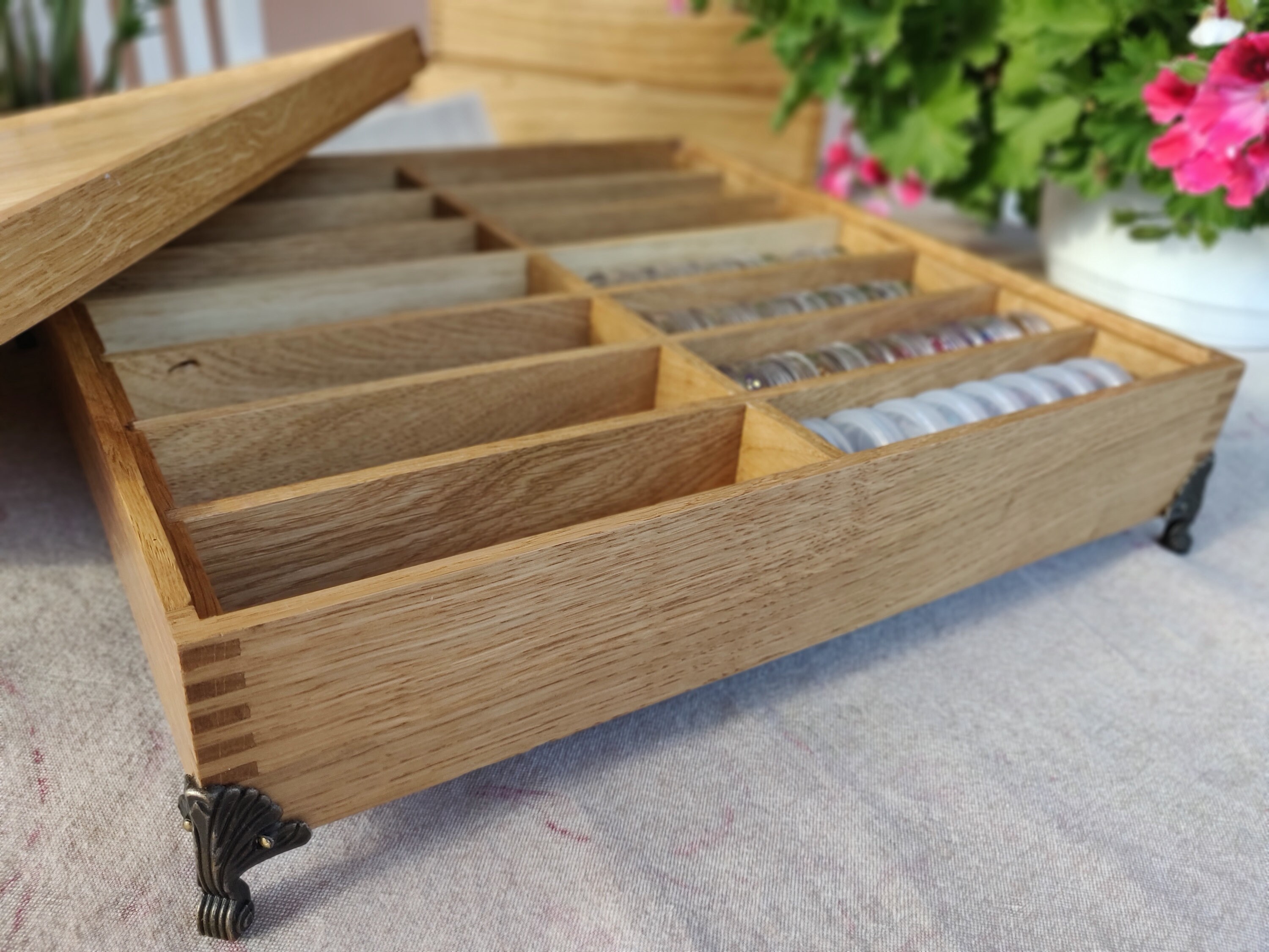 Oak Floss Bobbins Organizer Sewing Thread Organizer Etsy