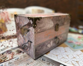 Mini Floss Bobbins Organizer, Custom Sewing thread organizer, Cross stitching accessories storage box, Embroidery organizer, Decoupage