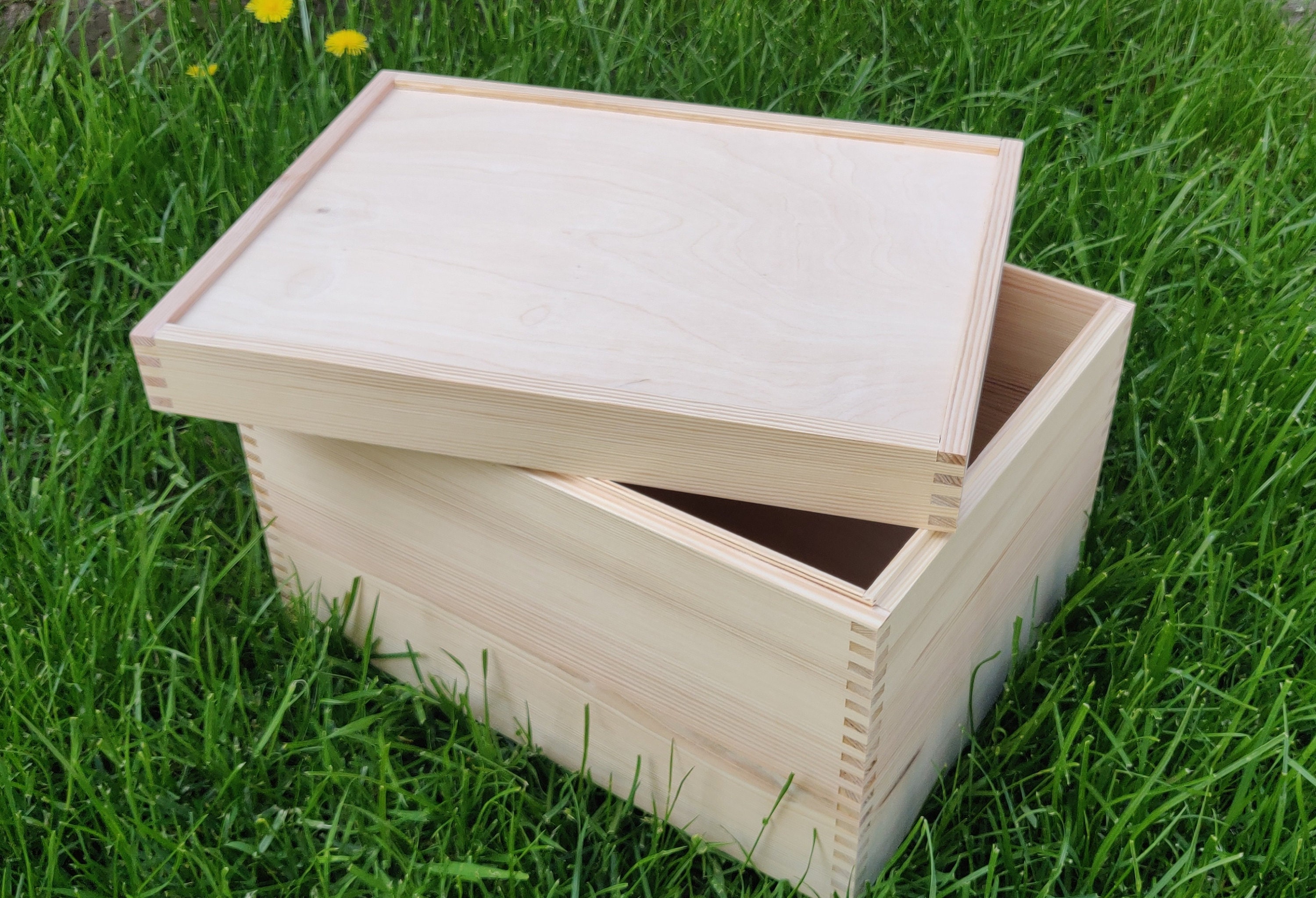 Unfinished large wooden box with lidoff Wood storage box with Etsy