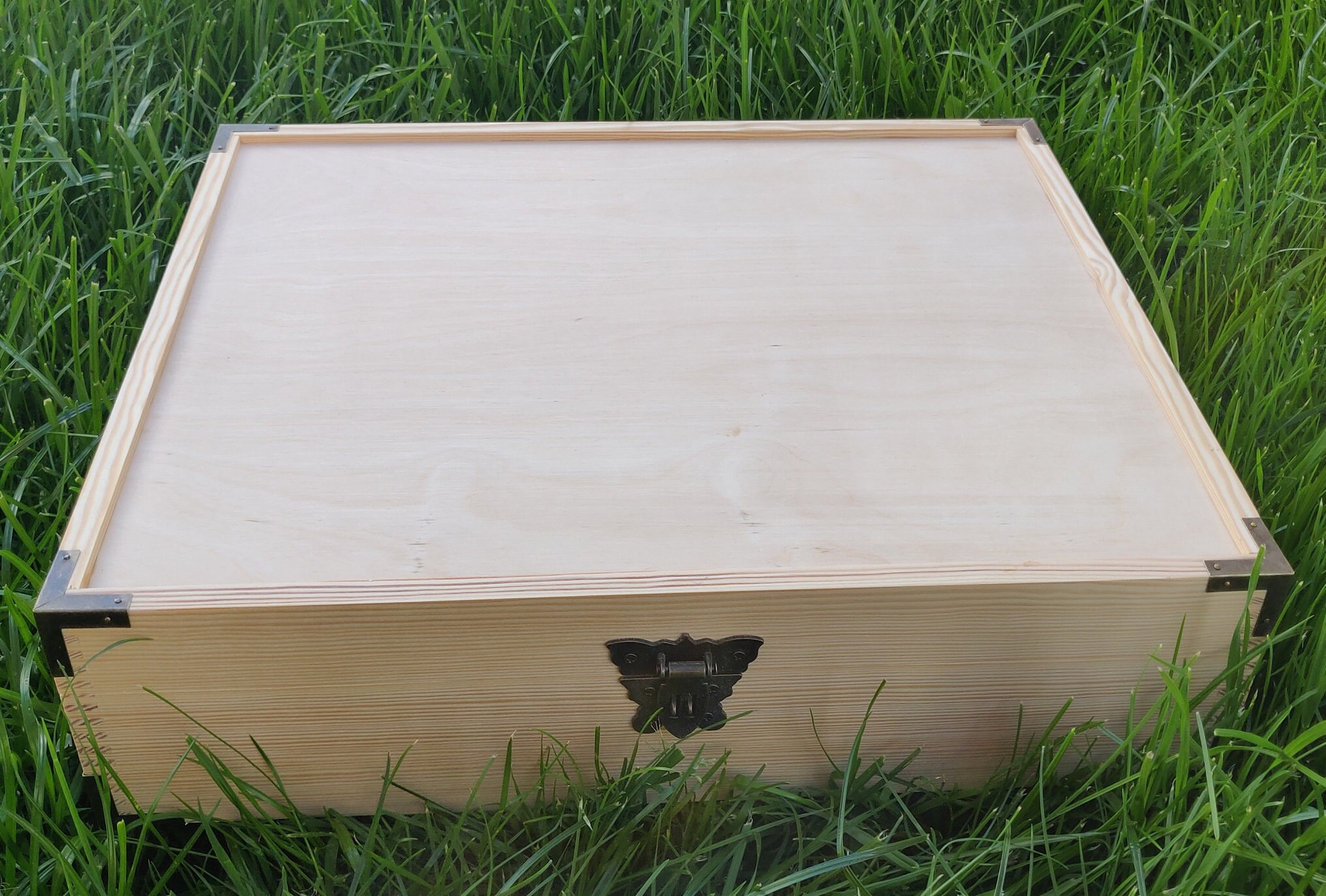 Unfinished Large Wooden Box With Hinged Lid Wood Storage Box Etsy