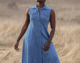 Button Denim Dress | Etsy