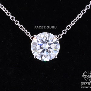 Solitaire Designer Engagement Pendant, Colorless 1.2 / 2 / 2.75ct Round Cut Moissanite Wedding Pendant, Four Prong Pendant, Anniversary Gift