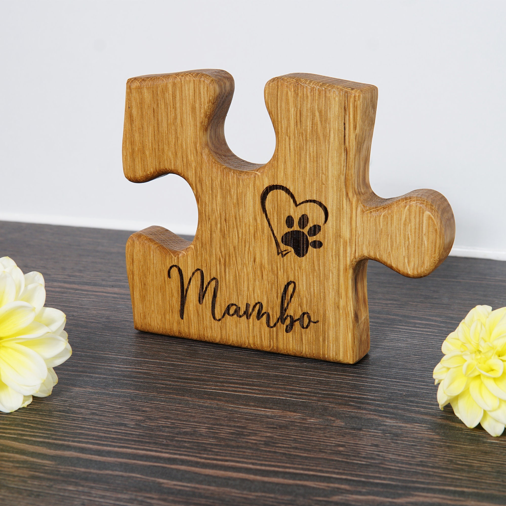 Personalized Animal Lover Wooden Puzzle Piece for Pet Dog and Cat Gift ...