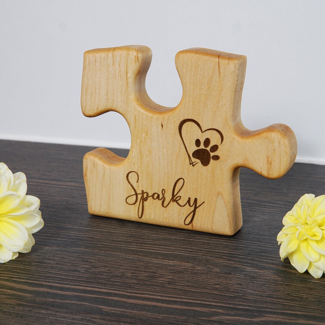 Personalized Animal Lover Wooden Puzzle Piece for Pet Dog and Cat Gift ...