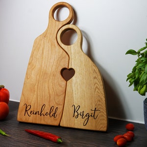 Cutting board figures with heart personalized from different types of wood Wedding gift, couple gift for Valentine's Day, Mother's Day gift Kirsche / Eiche