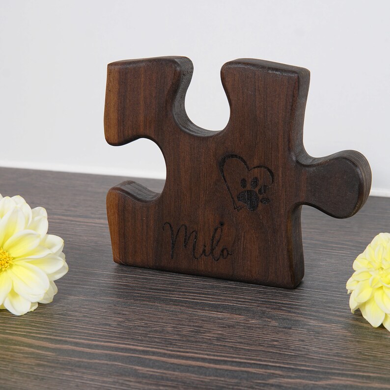 Personalized Animal Lover Wooden Puzzle Piece for Pet Dog and Cat Gift ...