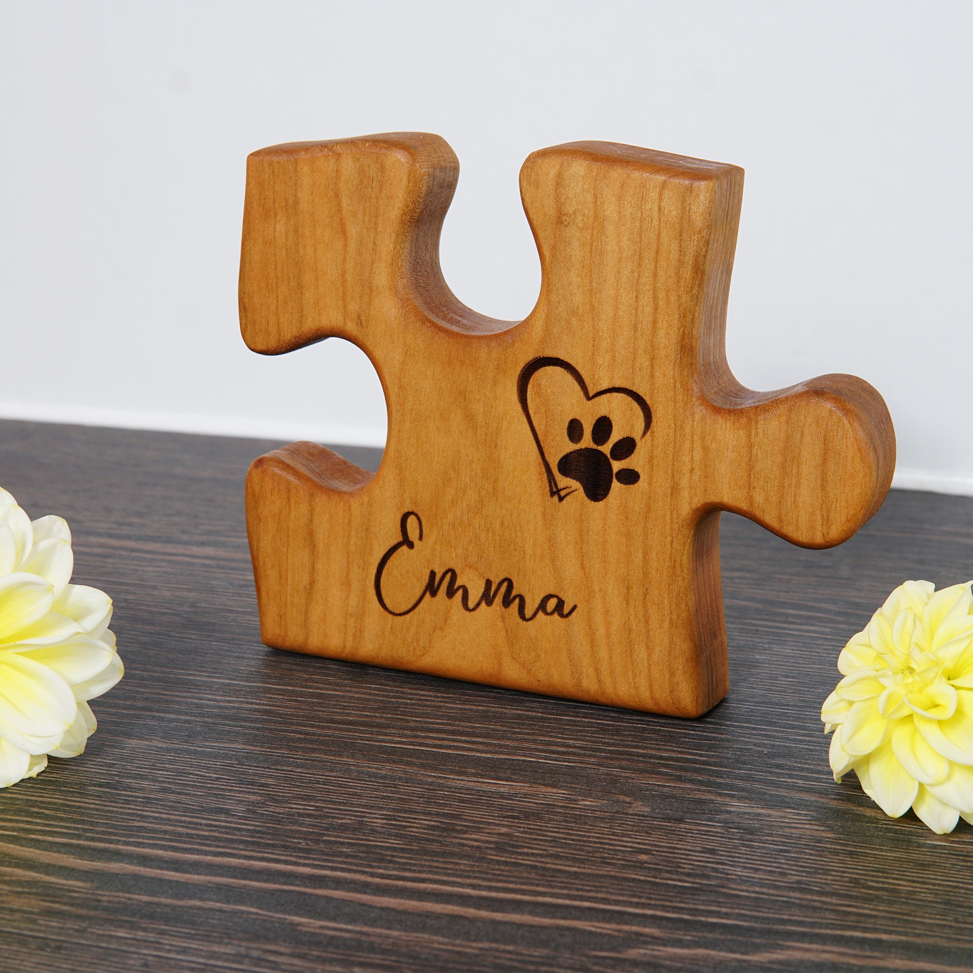 Personalized Animal Lover Wooden Puzzle Piece for Pet Dog and Cat Gift ...