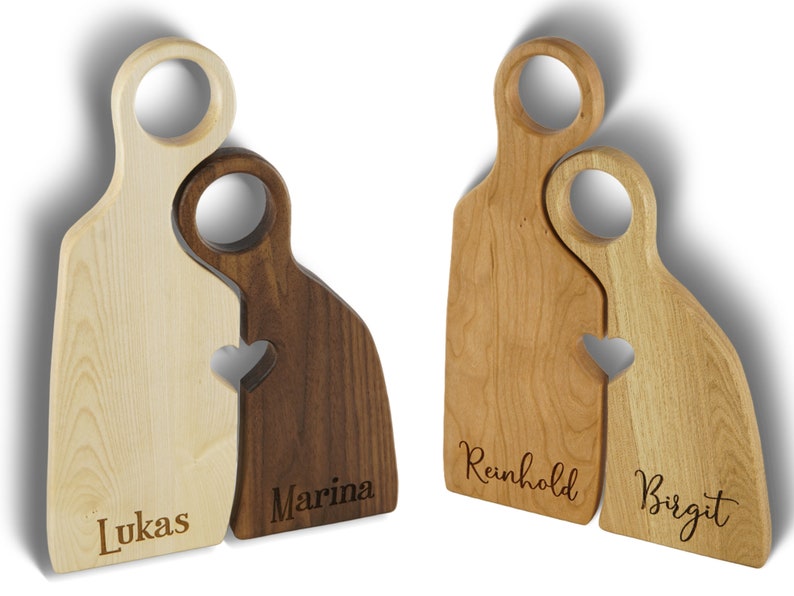 Cutting board figures with heart personalized from different types of wood Wedding gift, couple gift for Valentine's Day, Mother's Day gift image 10