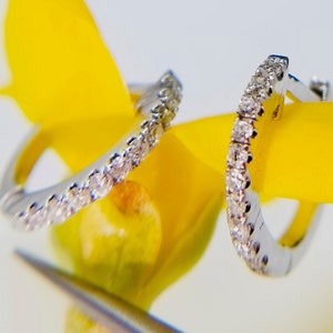 Diamond Huggie Earring 14k Gold, Diamond Earring White Gold, Personalized Handmade Gifts for Woman, Gold Huggie Earrings, Personalized Gifts