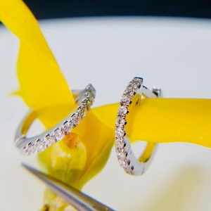 Diamond Huggie HOOP Earrings,10mm Natural Diamond Earrings,Gold Diamond Huggies,Gift for her,Dainty Earrings,Birthday Gift,Huggie Hoops