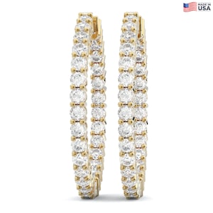 Diamond Hoop Earrings,2ct (1 inch) 14k Gold Diamond Hoop,Hoop Earrings,Diamond Earrings, Diamond Inside Out Earring, Inside Out Hoop Earring