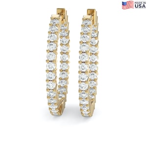 Diamond Hoop Earring,Diamond Earrings,Hoop Earrings,Gold Hoop Earrings,Diamond Hoops,1ct 21mm (0.75inch),14k Solid Gold Natural Diamond Gift