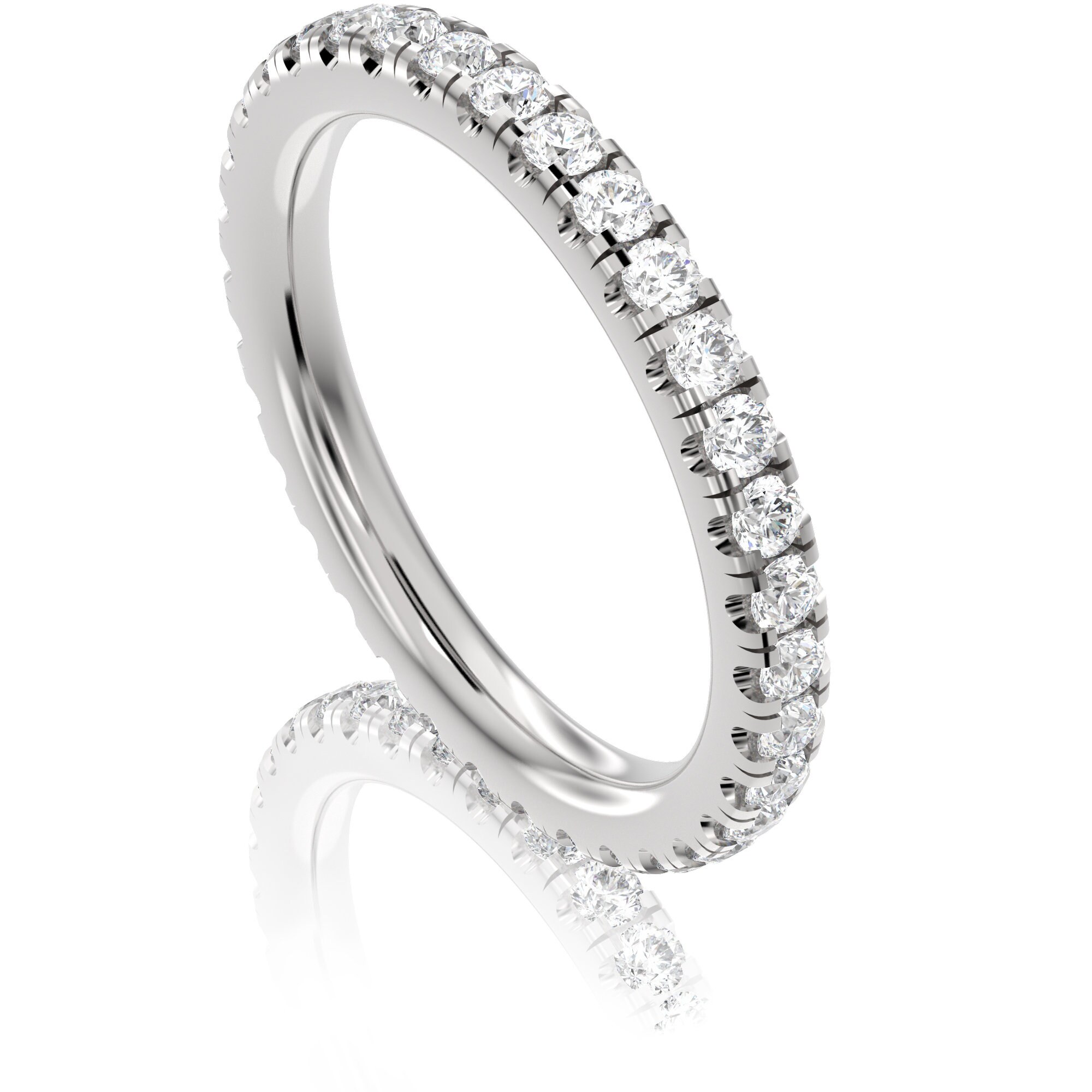 14k Gold Diamond Eternity Ring, Handmade Wedding Band - Etsy