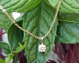 Solitaire Necklace,Drop Necklace,3.4mm 0.15ct Diamond Necklace,Dainty Gold Necklace,Layering Necklace,Promise Necklace,Delicate Necklace