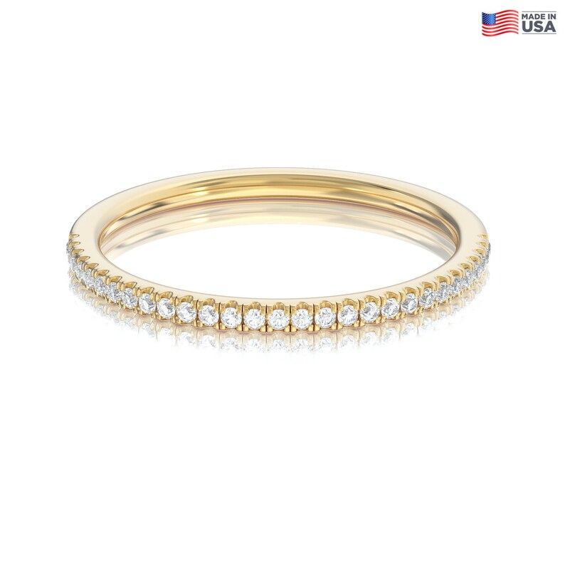 14K Gold Half Eternity Diamond Wedding Band, Stackable Ring - Etsy