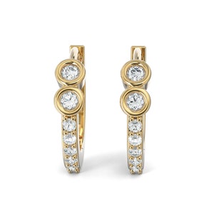 Diamond Huggie Earrings , 2 Bezel Huggie Earrings, Solid Gold Hoop Earrings, tiny diamond hoop earrings, 2nd hole earring , Gifts for her