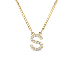 Diamond Initial Necklace, Letter Necklace,Letter Layered Necklace,Minimalist Necklace,Delicate Necklace,Gold Letter Necklace