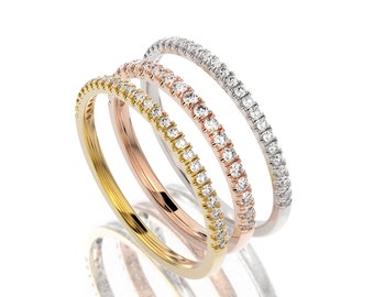 Diamond Eternity Ring , Half Eternity Diamond Rings for Women,1.3mm Eternity band, Half Around Diamond Wedding Band,Stackable Diamond Ring ,