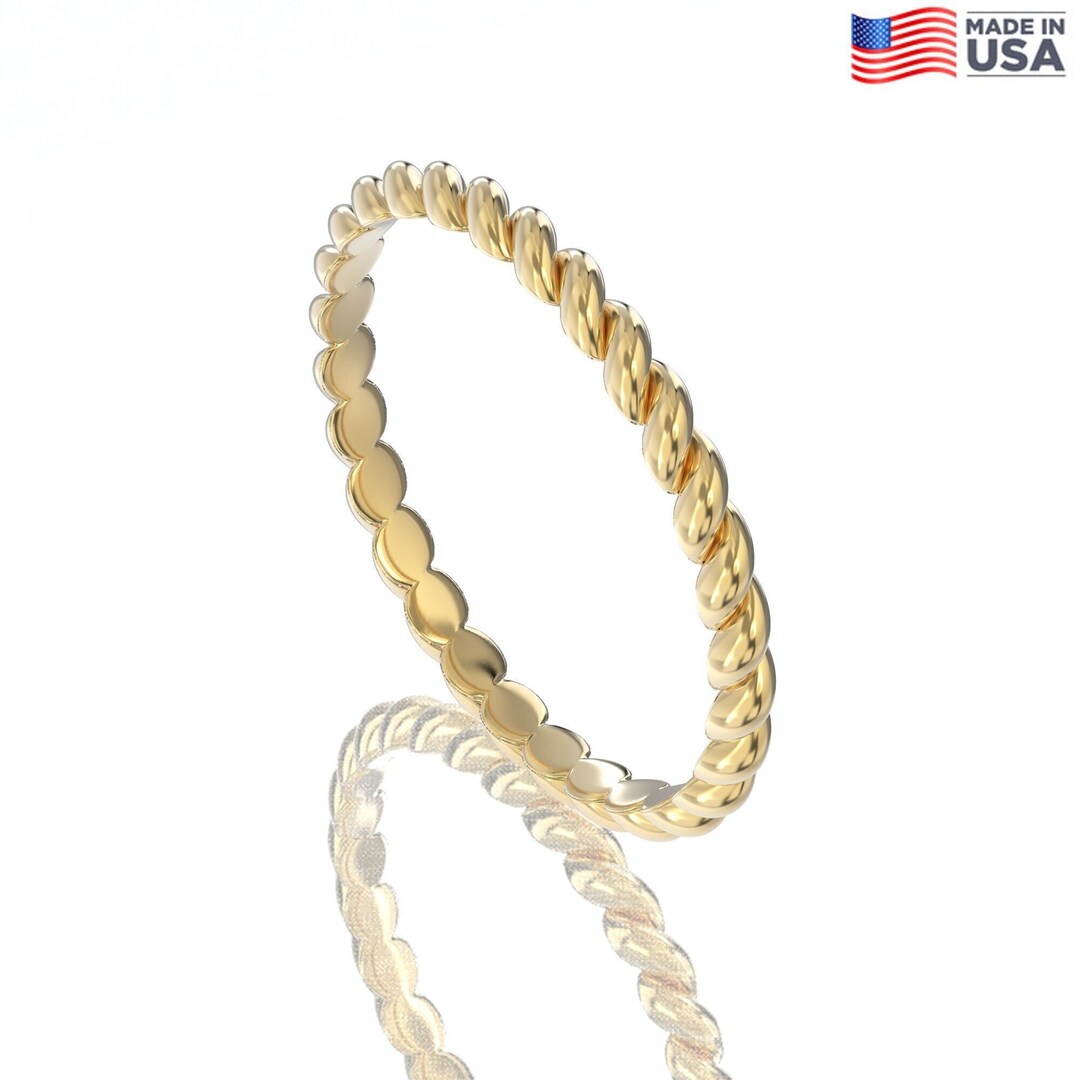 Twisted 14k Gold Ring, Rope Stacking Ring, Twisted Gold Rope Ring - Etsy