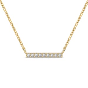Diamond Bar Necklace, Diamond Pendant, Dainty Diamond Necklace for Woman, Tiny Diamond Necklace, Graduation Gift, Anniversary Gift,Birthday