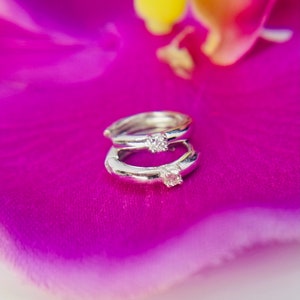 Huggie Single Stone Earring, Huggie Earrings, Diamond Hoops, Diamond Earrings, 10mm Dainty Gold Huggies, Bridesmaid gifts , Gifts for her