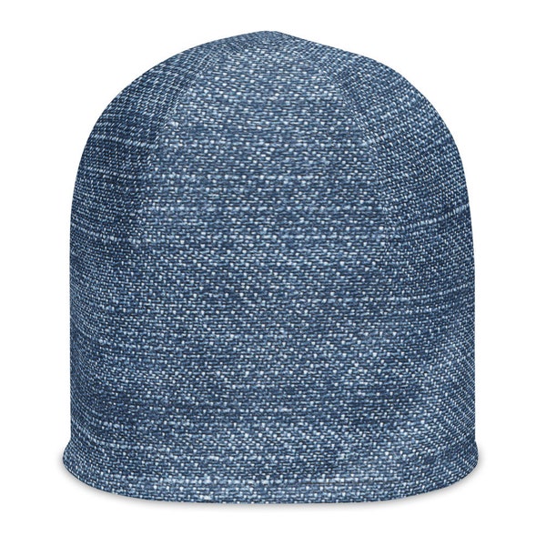 Denim All-Over Print Beanie