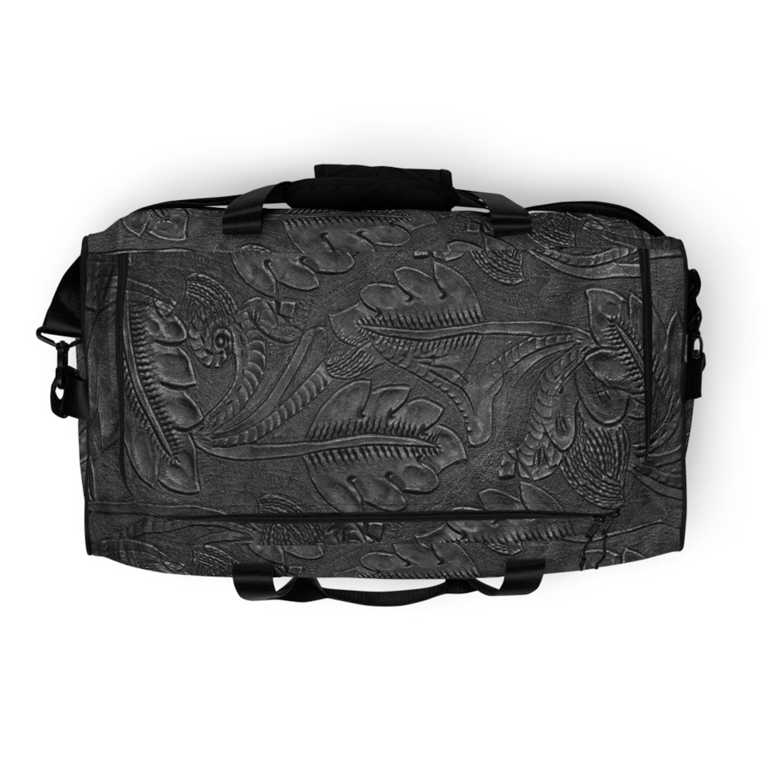 Tooled Black Leather Duffle Bag Etsy
