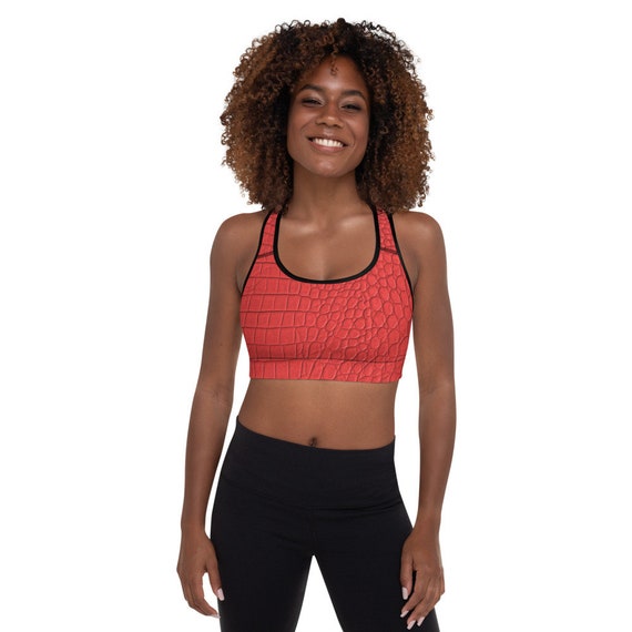 Red Leather Padded Sports Bra 