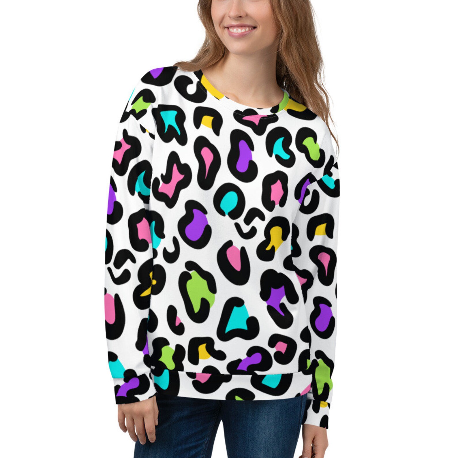 Multi Colored Leopard Unisex Sweatshirt Etsy UK