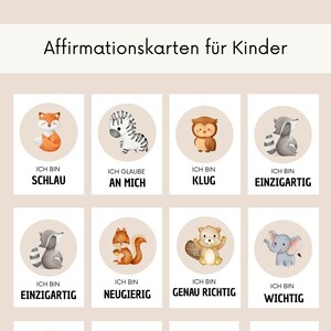Tarjetas de afirmación para niños con motivos animales: mensajes positivos para la confianza en uno mismo, el coraje y la alegría (producto digital)