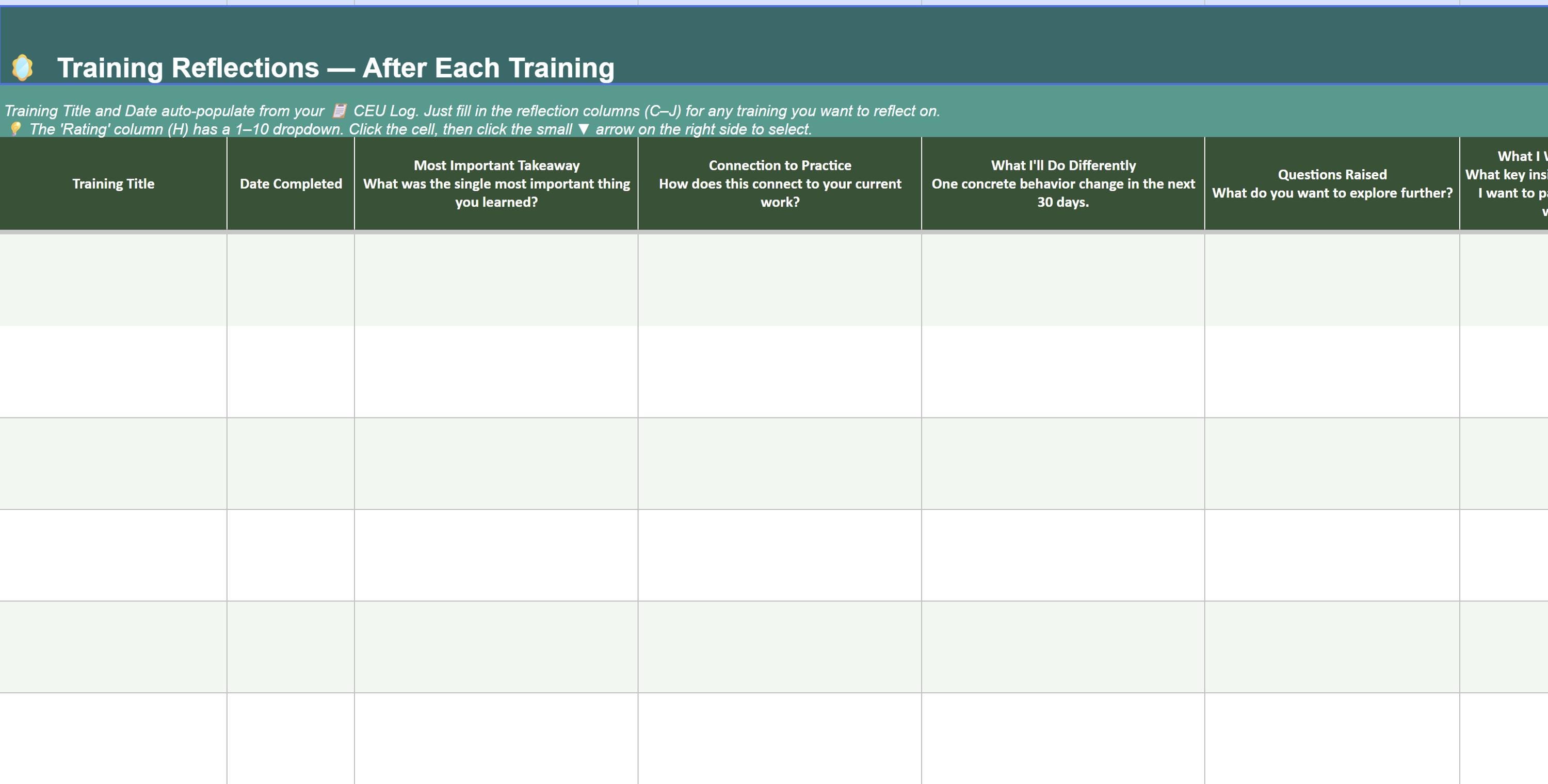 Social Work CEU Tracker Spreadsheet, License Renewal Log, Digital ...