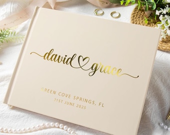 Personalized Wedding Photo Guest Book, Hardcover Wedding Guestbook, Photo Album for Reception, Engagement Reception Book, Wedding Favors