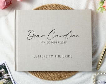 Personalisiertes Leinenbuch „Briefe an die Braut“, individuelles Brautparty-Buch, Erinnerungsalbum für den Junggesellinnenabschied, Hochzeitsandenken für die Braut, Geschenk für die Braut