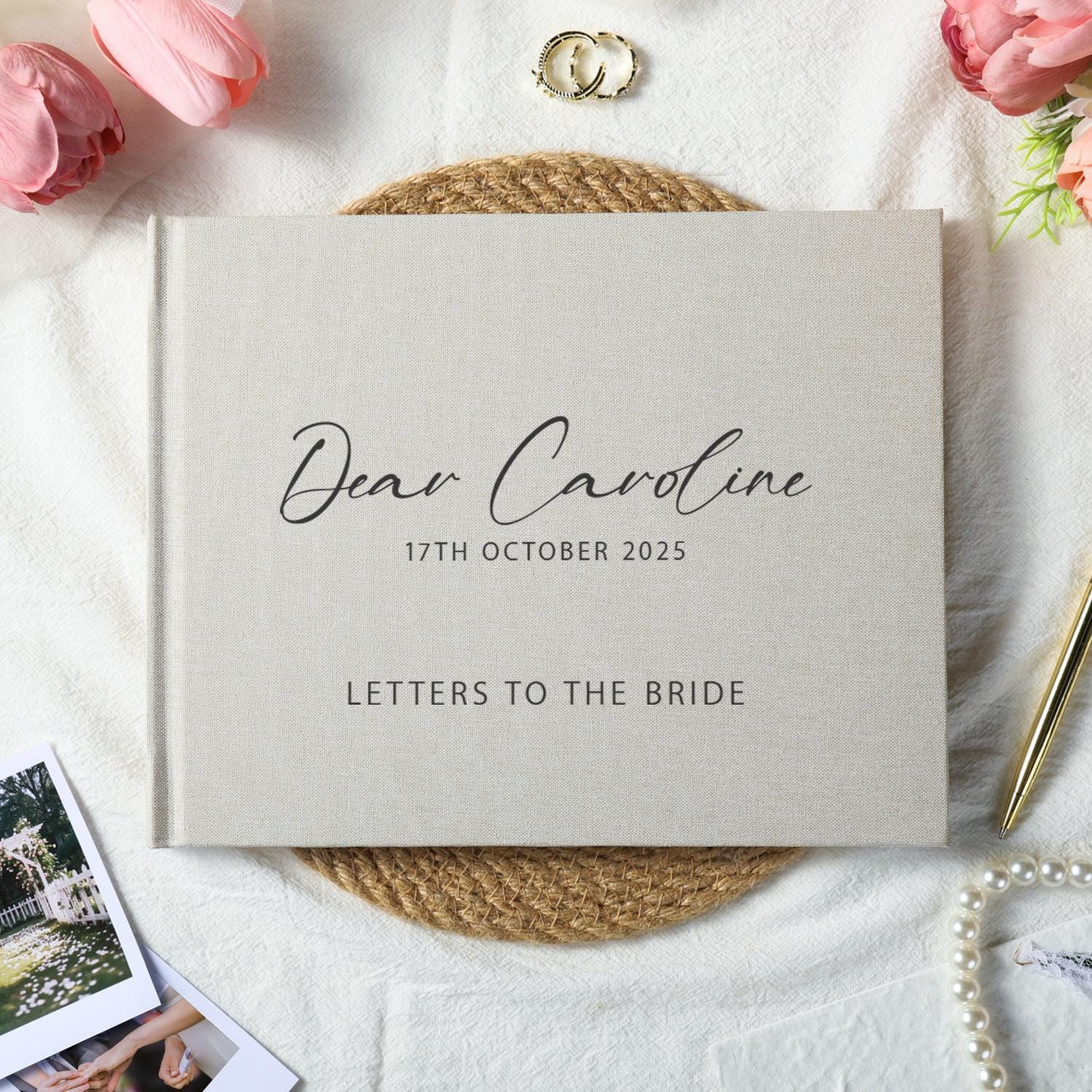 Personalized Linen Letters To The Bride Book, Custom Bridal Shower Book, Hen Do Party Keepsake Album, Bride Wedding Keepsake, Gift for Bride