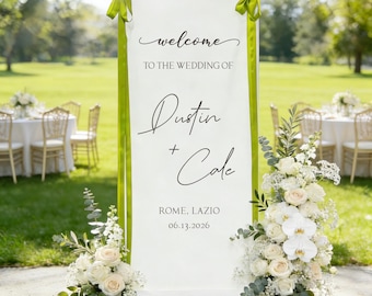 Fabric Wedding Welcome Sign, Personalized Linen Wedding Sign, Custom Welcome Sign, Ceremony Sign, Engagement Party Sign, 8 Design Styles