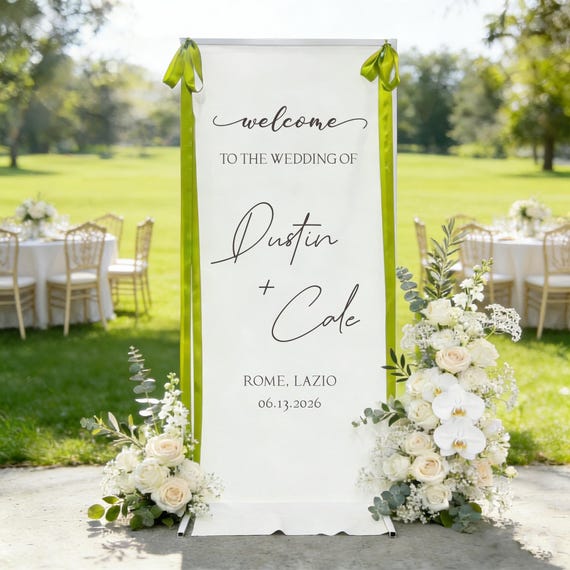 Fabric Wedding Welcome Sign, Personalized Linen Wedding Sign, Custom Welcome Sign, Ceremony Sign, Engagement Party Sign, 8 Design Styles