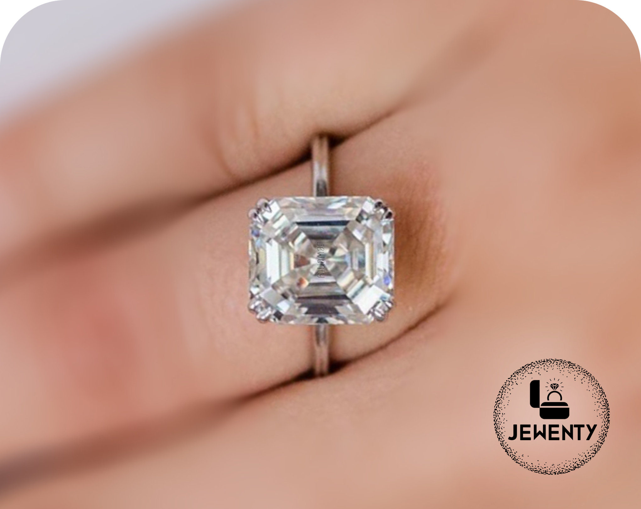 Elongated asscher cut diamond sale