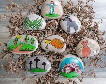 Easter Story Stones - Christian Story Stones - Key Stage 2 and 3- Plastic Free Storytelling - Teaching Resource - Telling Easter Story