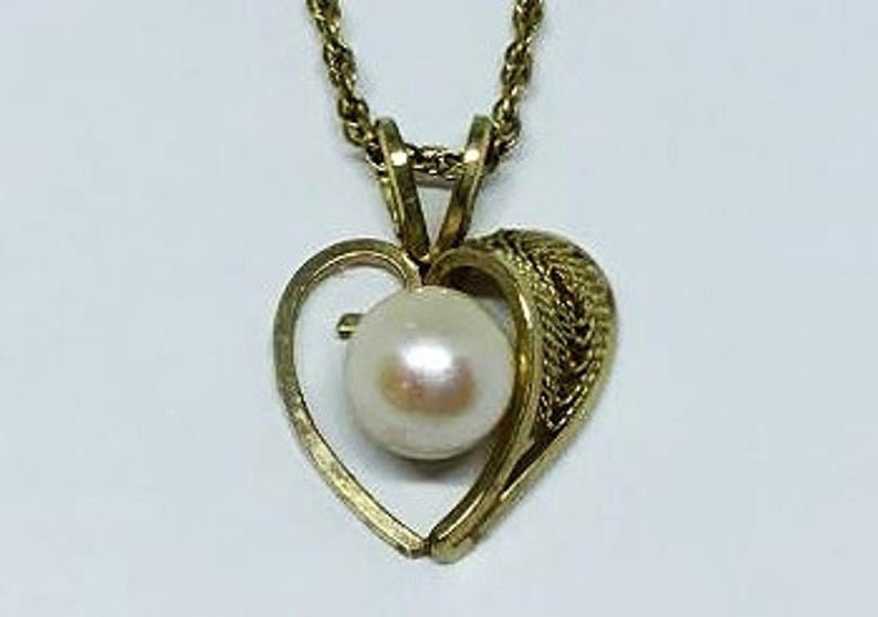 Vintage Dorsons 14K Gold Filled Heart With Pearl Necklace - Etsy